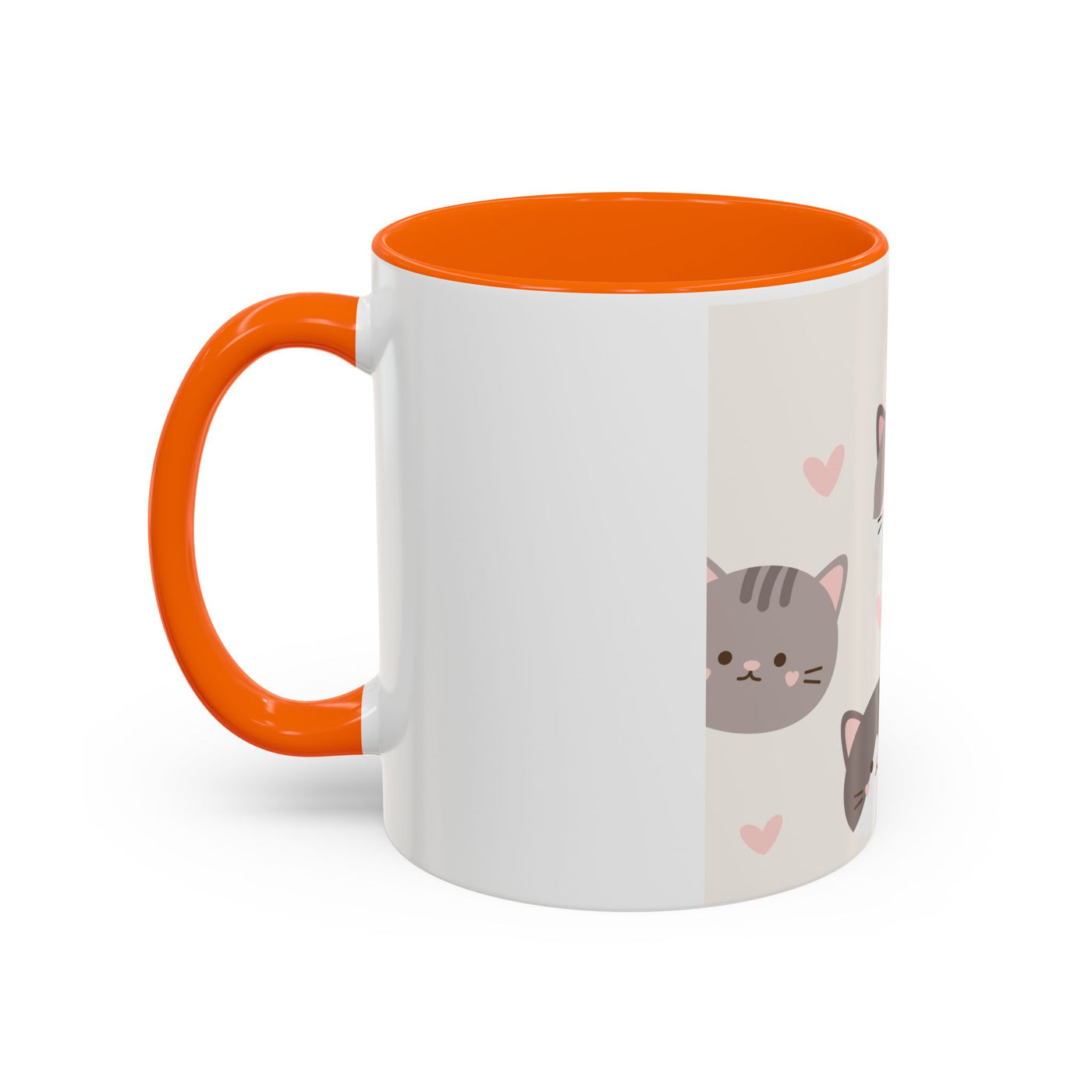 Cute Cat Lovers Accent Coffee Mug, Perfect Gift for Cat Owners, Kawaii Mug, Pet Lover Gift, Home Decor, Heart Design