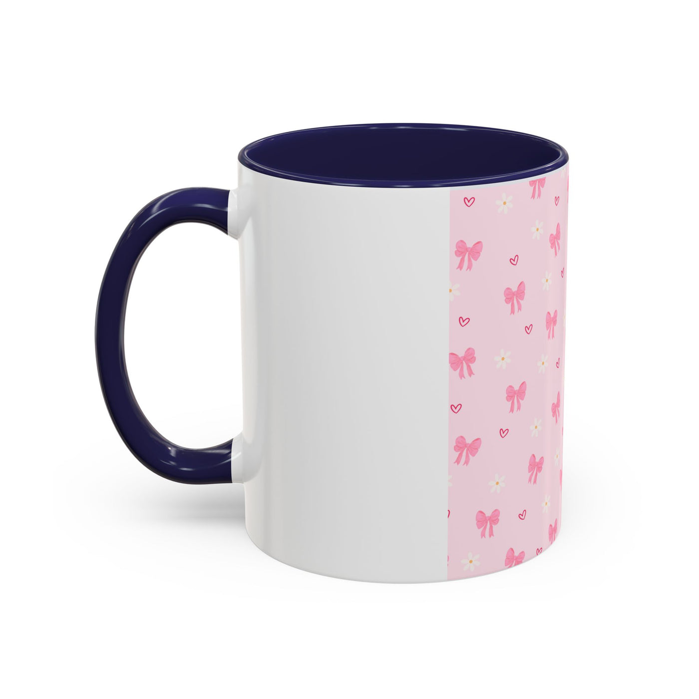 Cute Pink Bow Accent Coffee Mug for Kids, Birthday Gift, Mother's Day, Daily Use, Pastel Decor, Ceramic Tea Cup