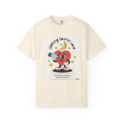 Cosmic Love T-Shirt | Unisex, Garment-Dyed, Cute Heart Design, Perfect for Valentine’s Day, Gifts, Casual Wear, Everyday Style