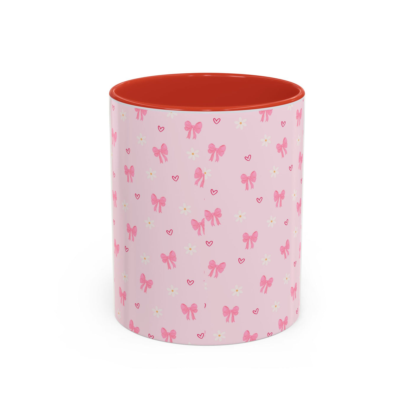 Cute Pink Bow Accent Coffee Mug for Kids, Birthday Gift, Mother's Day, Daily Use, Pastel Decor, Ceramic Tea Cup