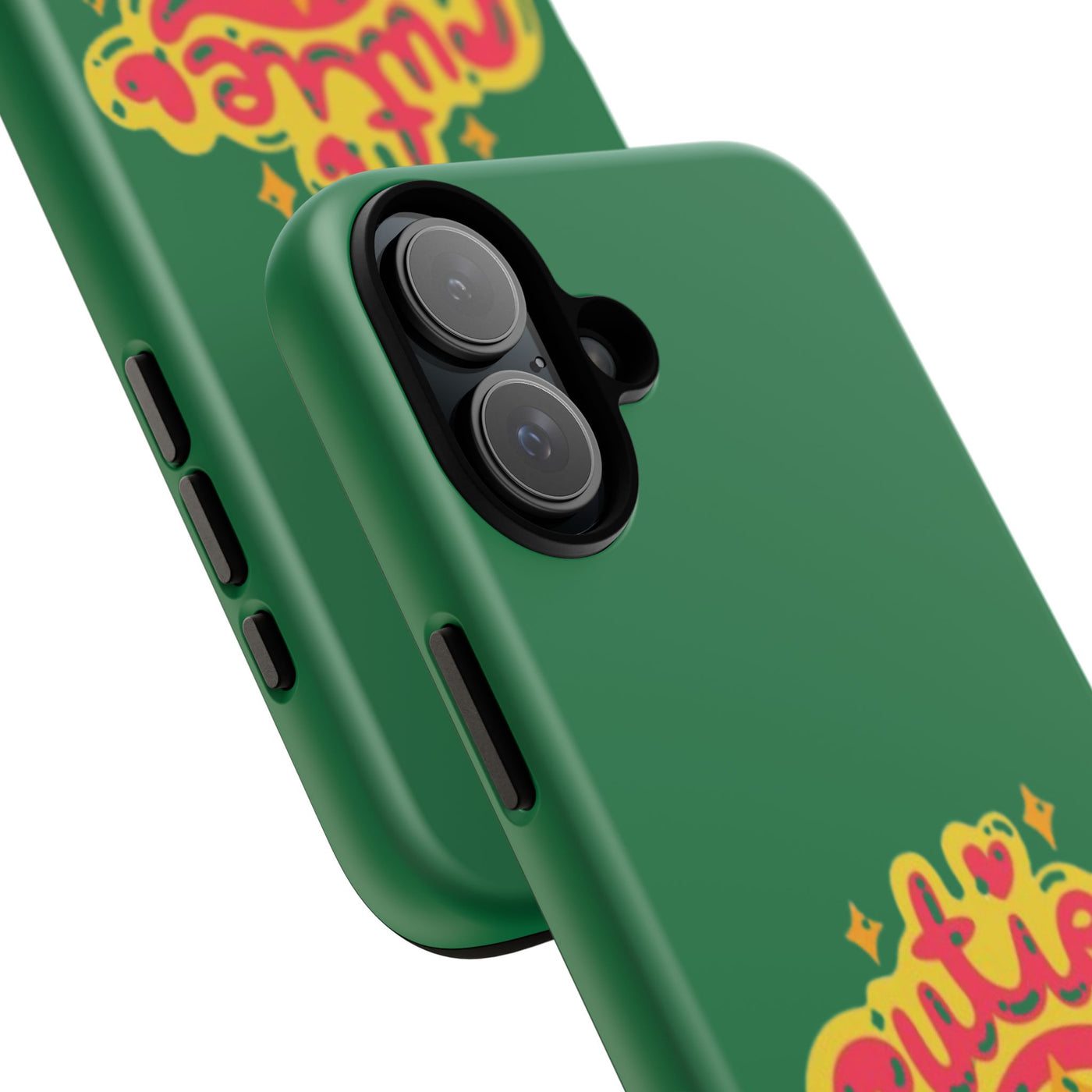 Cute Phone Case, Vibrant Green Tough Cover, Fun Gift for Teens, Cute Heart Design, Holiday Accessory, Stylish Protection