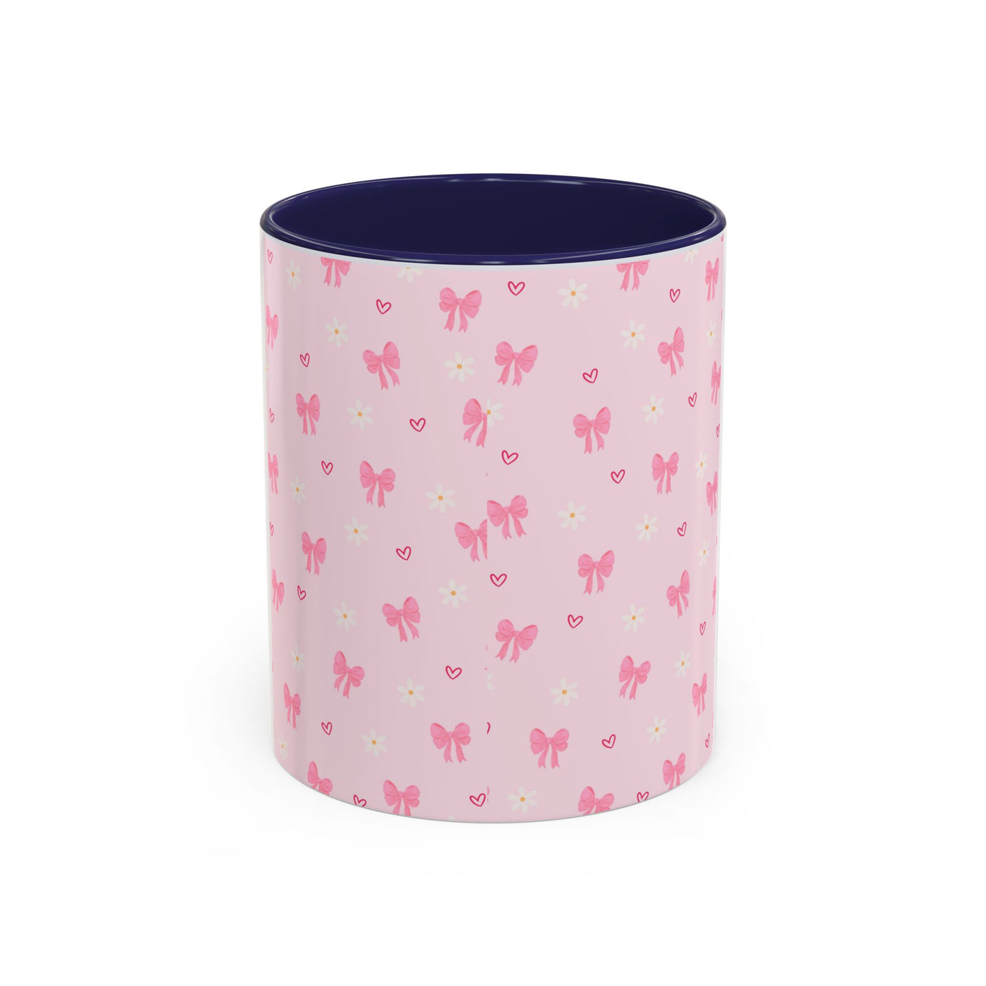 Cute Pink Bow Accent Coffee Mug for Kids, Birthday Gift, Mother's Day, Daily Use, Pastel Decor, Ceramic Tea Cup