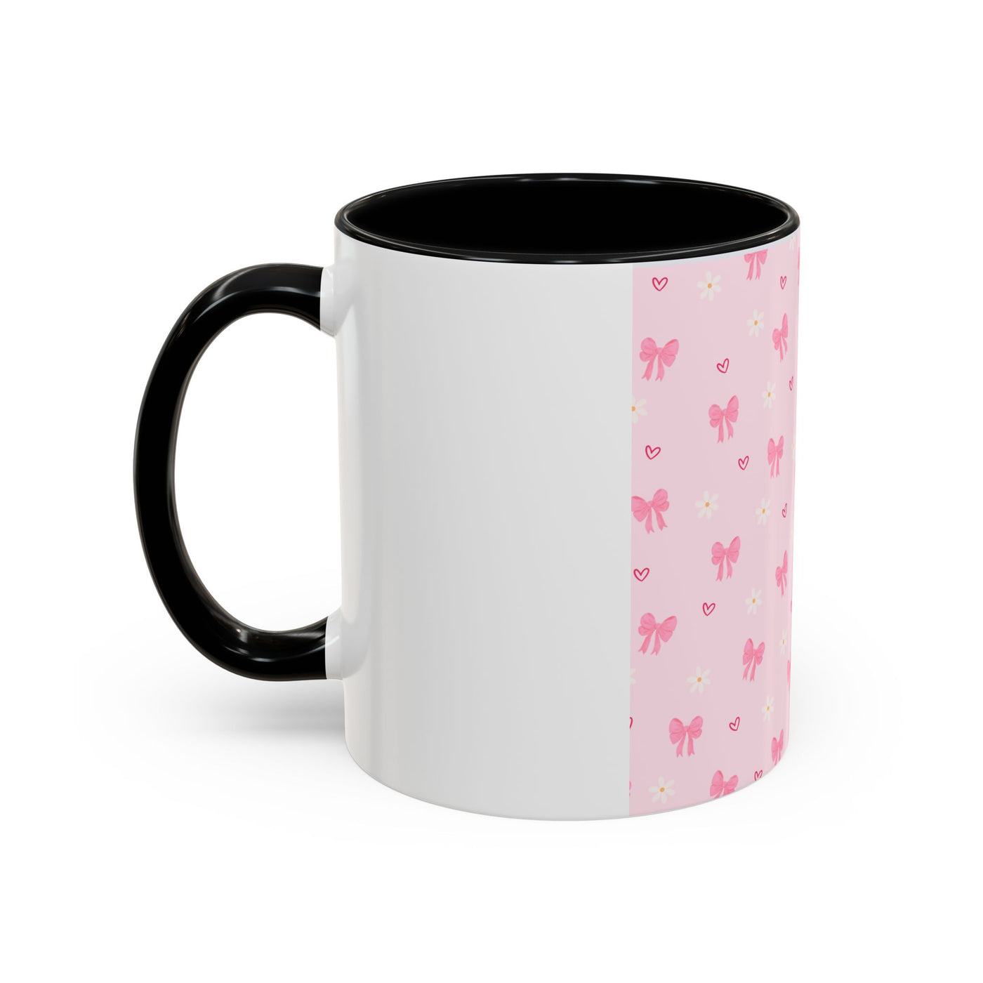 Cute Pink Bow Accent Coffee Mug for Kids, Birthday Gift, Mother's Day, Daily Use, Pastel Decor, Ceramic Tea Cup