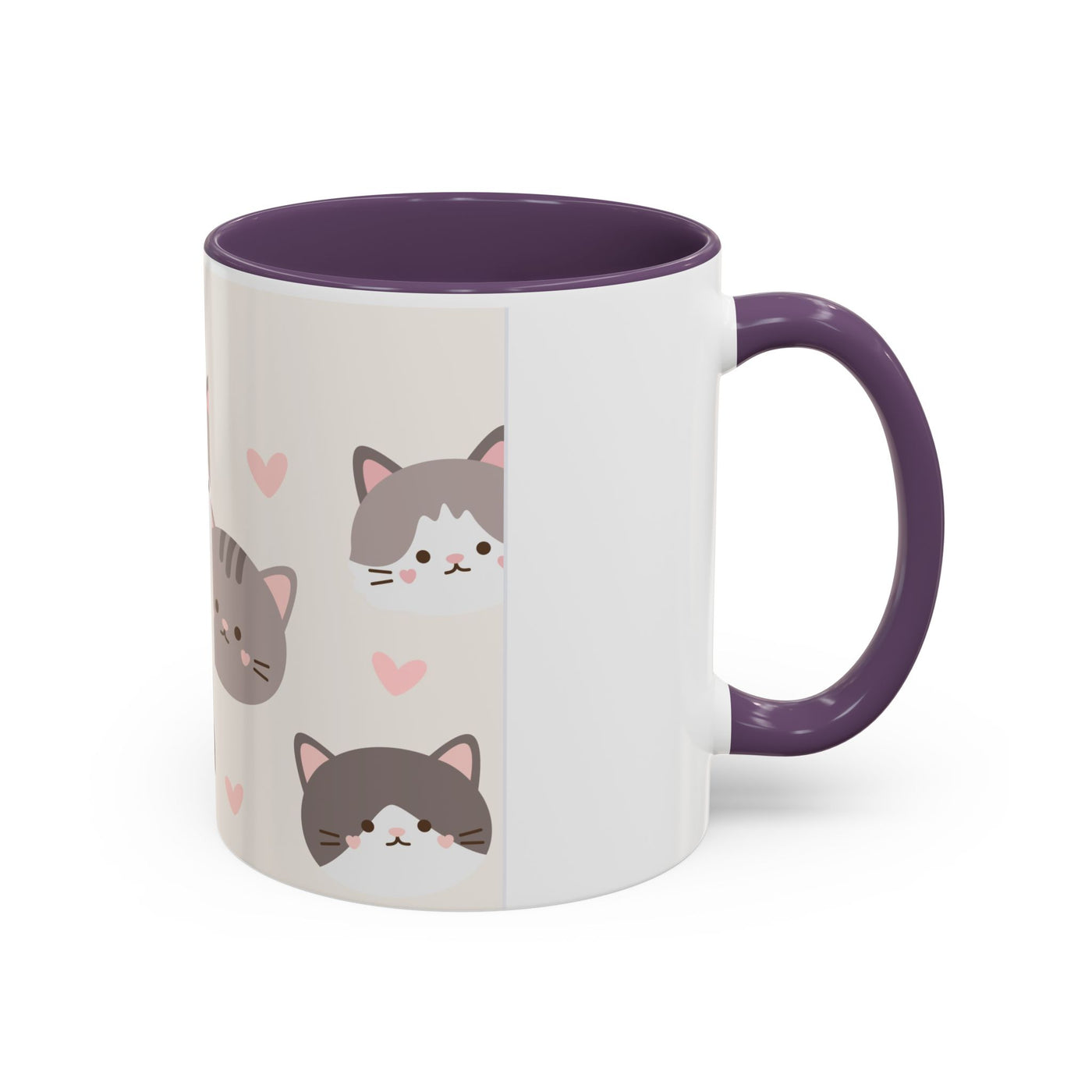 Cute Cat Lovers Accent Coffee Mug, Perfect Gift for Cat Owners, Kawaii Mug, Pet Lover Gift, Home Decor, Heart Design
