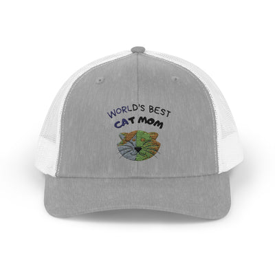 World's Best Cat Mom Snapback Trucker Cap | Perfect Gift for Cat Lovers, Adjustable Cap, Stylish Headwear, Fun Accessories