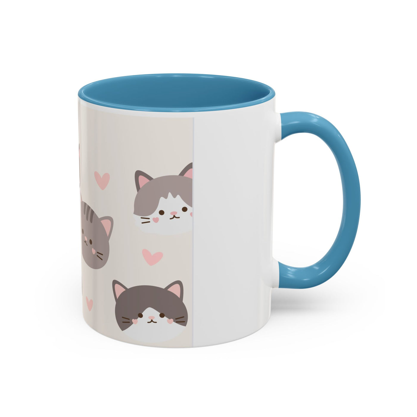 Cute Cat Lovers Accent Coffee Mug, Perfect Gift for Cat Owners, Kawaii Mug, Pet Lover Gift, Home Decor, Heart Design