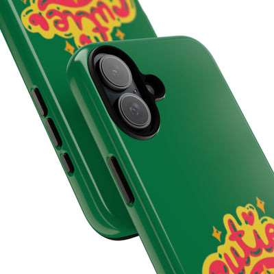 Cute Phone Case, Vibrant Green Tough Cover, Fun Gift for Teens, Cute Heart Design, Holiday Accessory, Stylish Protection