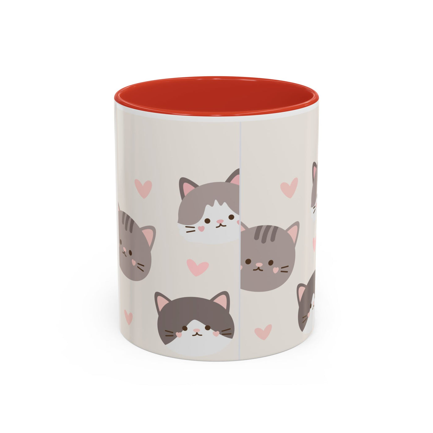 Cute Cat Lovers Accent Coffee Mug, Perfect Gift for Cat Owners, Kawaii Mug, Pet Lover Gift, Home Decor, Heart Design