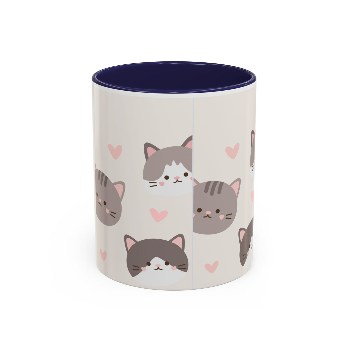 Cute Cat Lovers Accent Coffee Mug, Perfect Gift for Cat Owners, Kawaii Mug, Pet Lover Gift, Home Decor, Heart Design