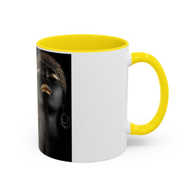 Elegant Black Woman Accent Coffee Mug - Afrocentric Home Decor, Unique Gift, Coffee Cup, Modern Kitchenware, Art Coffee Mug
