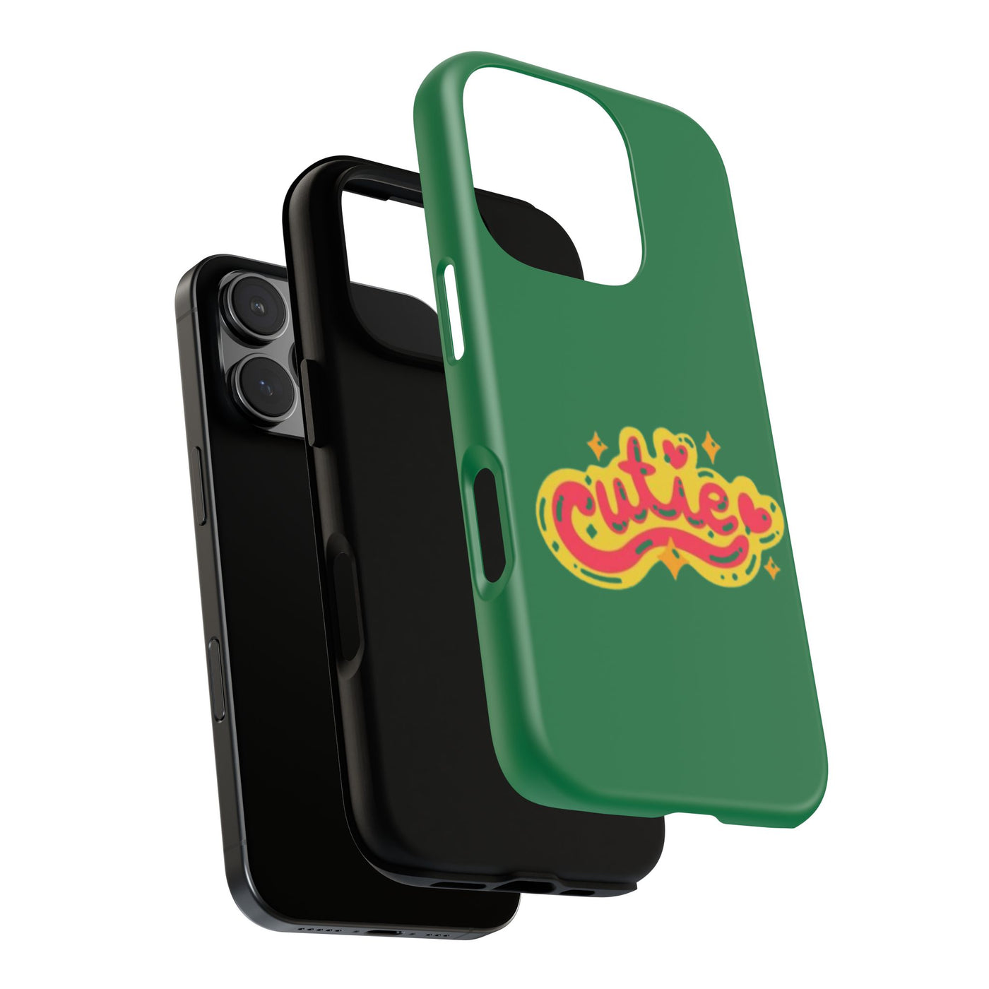 Cute Phone Case, Vibrant Green Tough Cover, Fun Gift for Teens, Cute Heart Design, Holiday Accessory, Stylish Protection