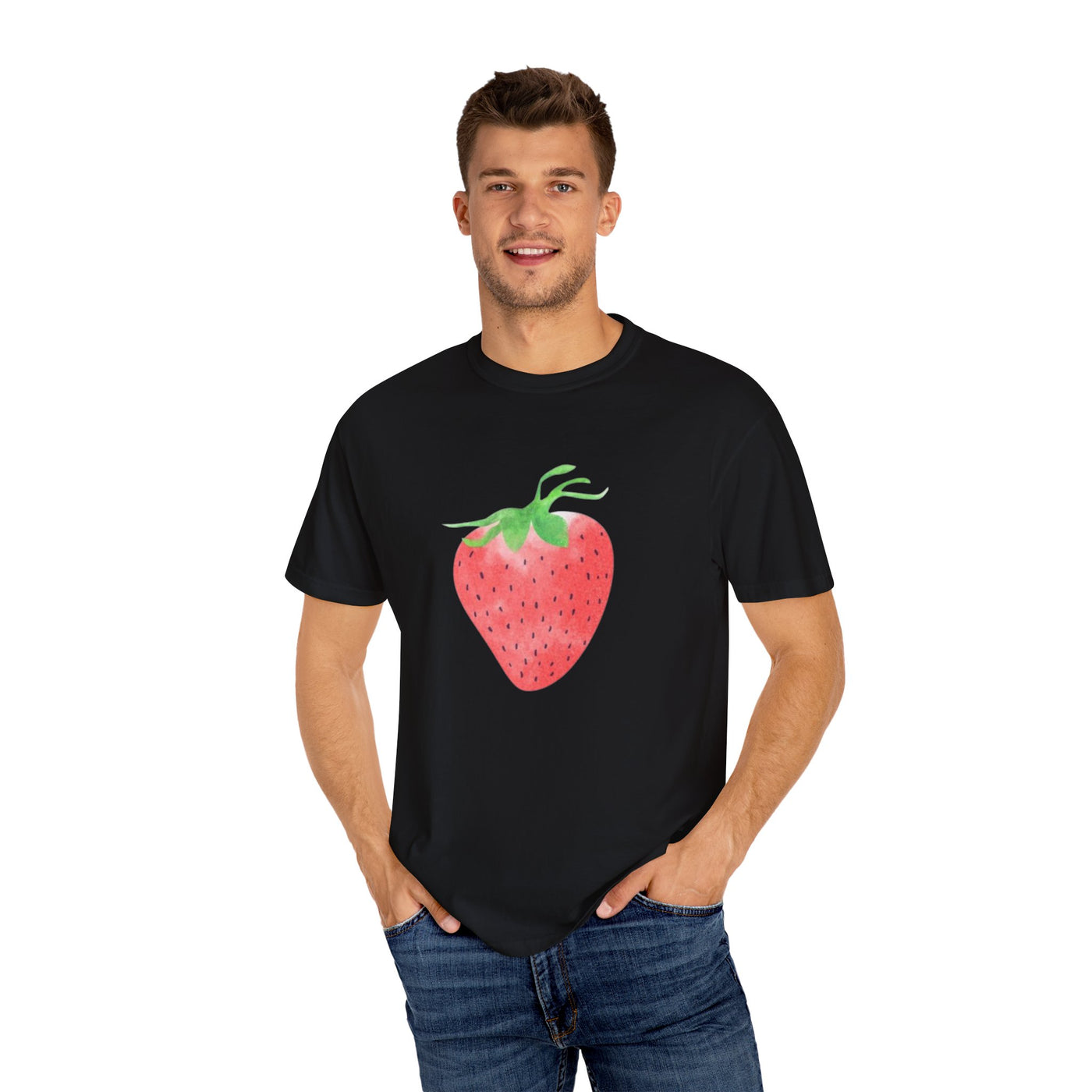 Strawberry Print Unisex T-shirt, Cute Summer Tee, Fruit Lover Gift, Casual Fashion, Eco-Friendly Apparel, Perfect for Picnics