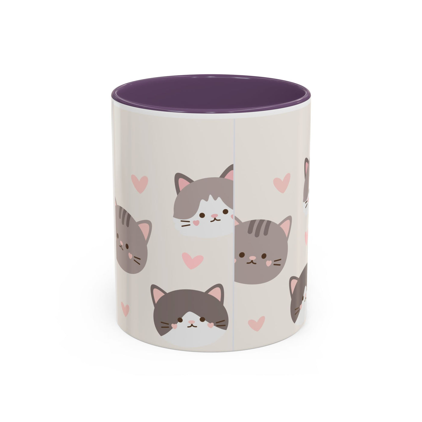 Cute Cat Lovers Accent Coffee Mug, Perfect Gift for Cat Owners, Kawaii Mug, Pet Lover Gift, Home Decor, Heart Design