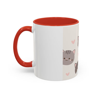 Cute Cat Lovers Accent Coffee Mug, Perfect Gift for Cat Owners, Kawaii Mug, Pet Lover Gift, Home Decor, Heart Design