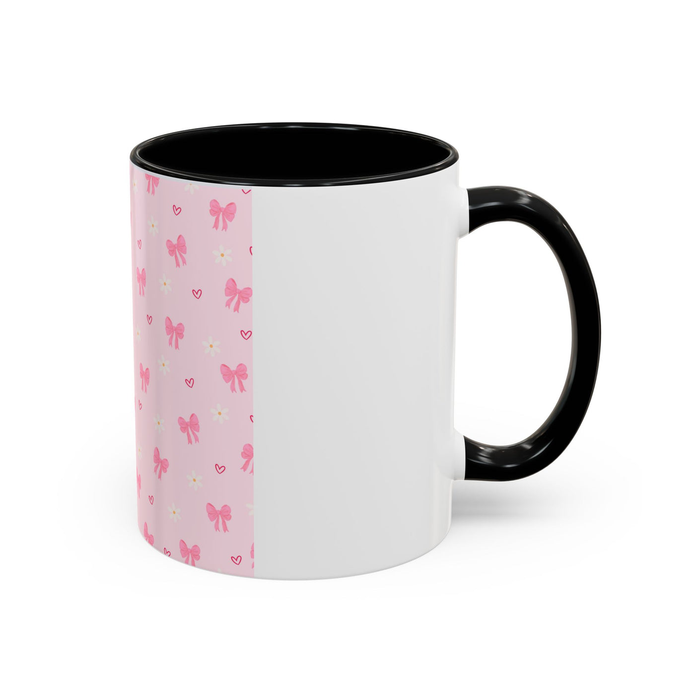 Cute Pink Bow Accent Coffee Mug for Kids, Birthday Gift, Mother's Day, Daily Use, Pastel Decor, Ceramic Tea Cup