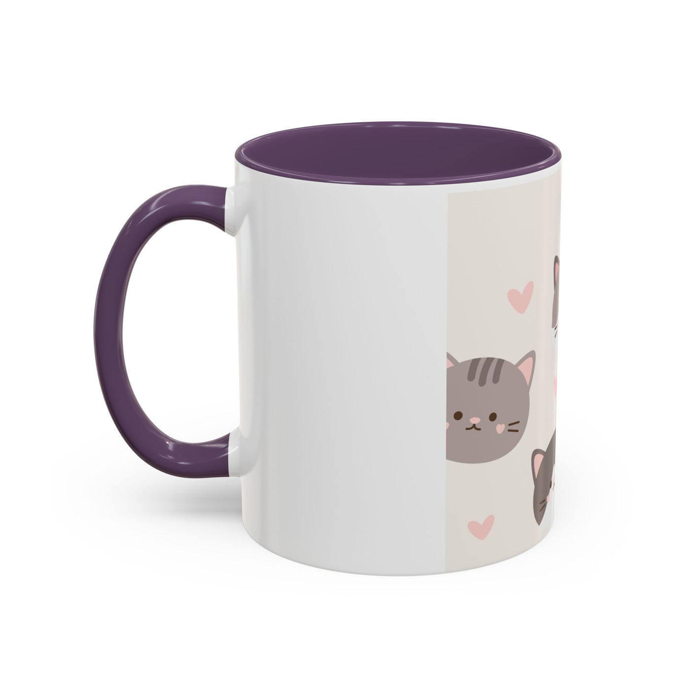 Cute Cat Lovers Accent Coffee Mug, Perfect Gift for Cat Owners, Kawaii Mug, Pet Lover Gift, Home Decor, Heart Design