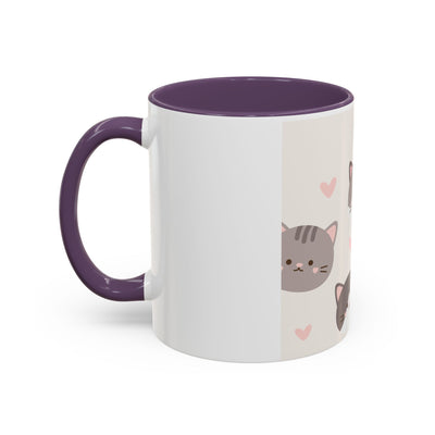 Cute Cat Lovers Accent Coffee Mug, Perfect Gift for Cat Owners, Kawaii Mug, Pet Lover Gift, Home Decor, Heart Design