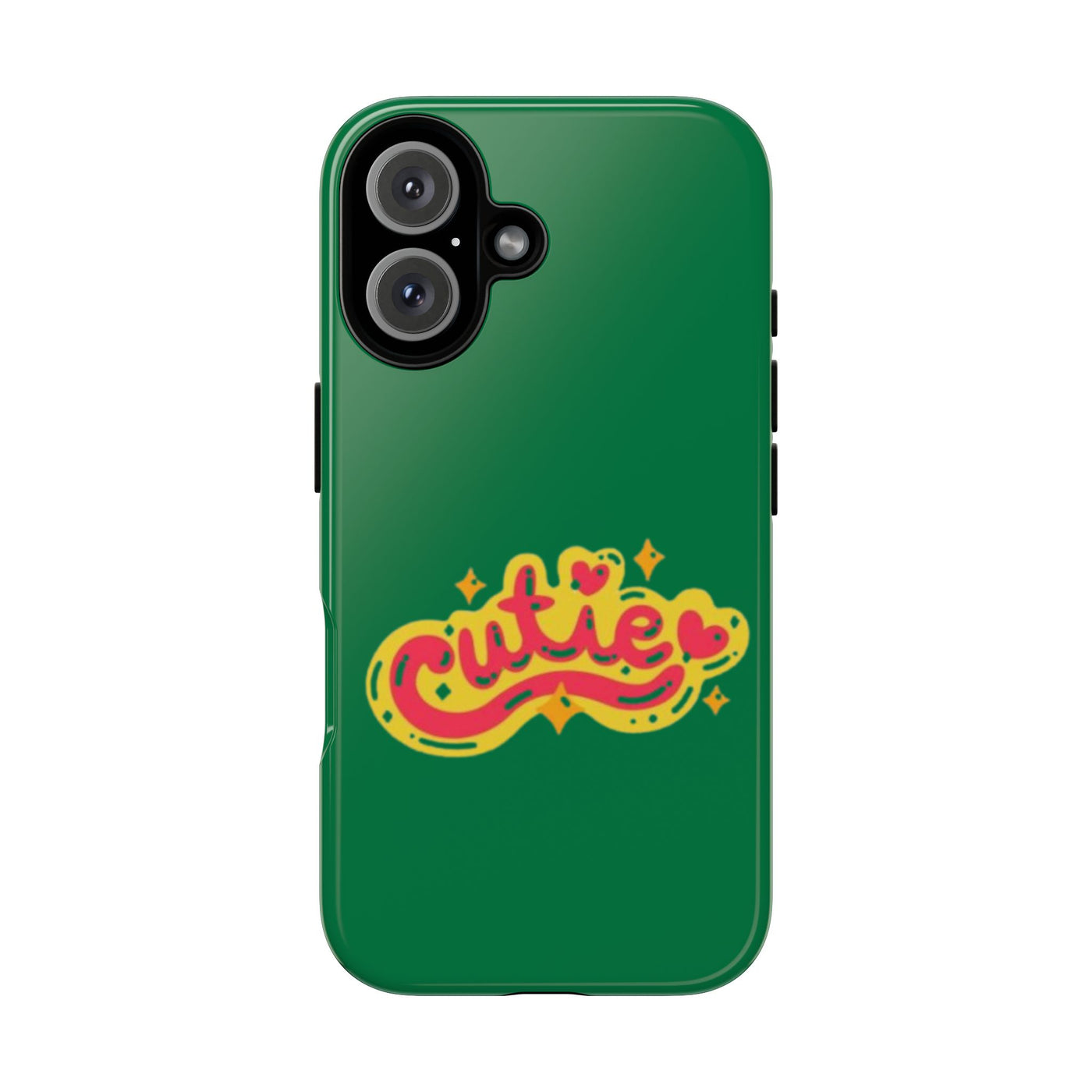 Cute Phone Case, Vibrant Green Tough Cover, Fun Gift for Teens, Cute Heart Design, Holiday Accessory, Stylish Protection