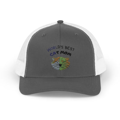 World's Best Cat Mom Snapback Trucker Cap | Perfect Gift for Cat Lovers, Adjustable Cap, Stylish Headwear, Fun Accessories
